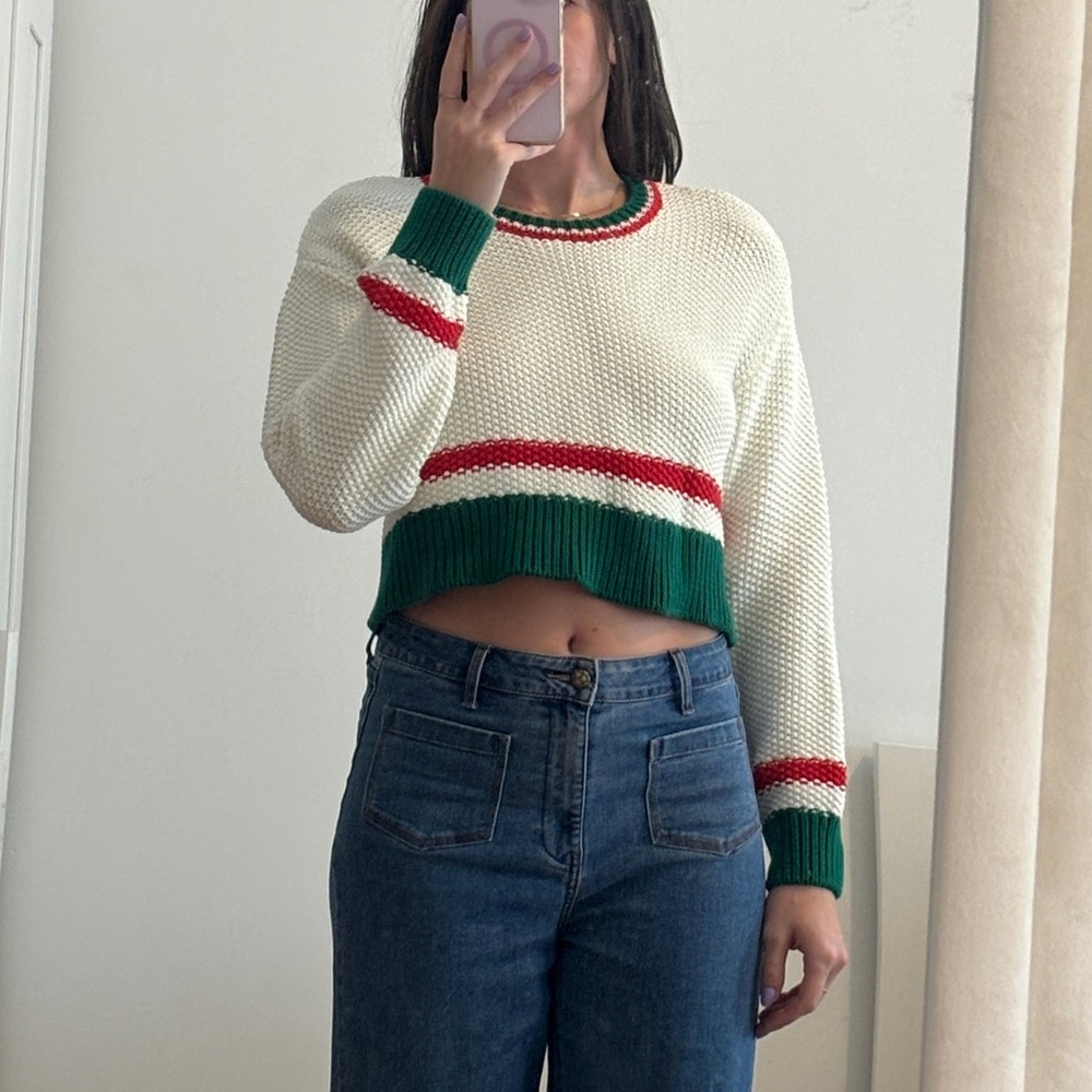 NWT Show Me Your MuMu Cream and Green Sweater